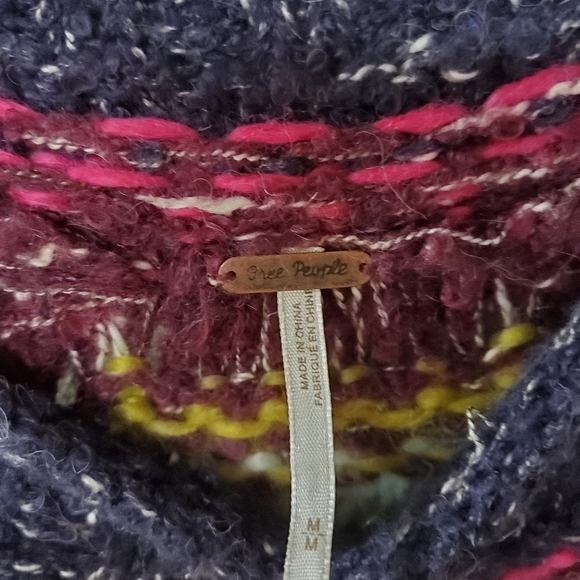 Free People Boho Chunky Multicolored  Tunic Sweater Size M - Picture 3 of 5